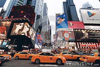 Night traffic Times square, New York, Midtown, Manhattan. New York, Unites States Editorial Stock Photo