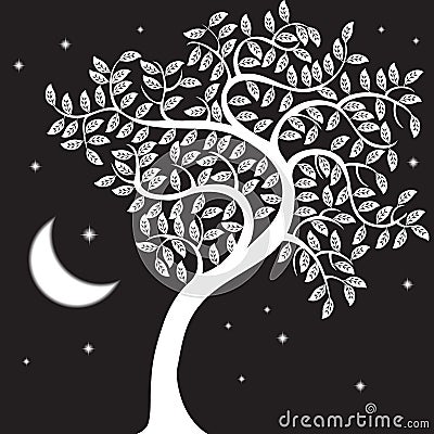 Night Tree Vector Illustration