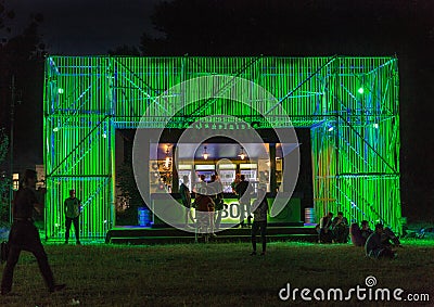 Night Tuborg bar at at Atlas Weekend Festival in Kiev, Ukraine Editorial Stock Photo