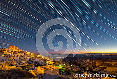 Night in Uchisar. Stock Photo