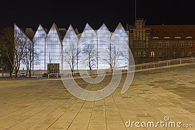 A night viev of the Szczecin,Poland Editorial Stock Photo