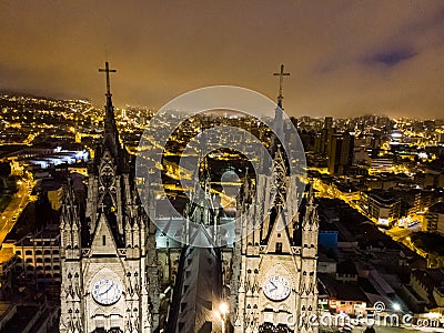 Night view of the basilica of the national vote Stock Photo