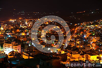 Night view of Bethlehem, Palestine, Israel Stock Photo