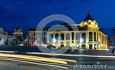 Night view of central square of Kutaisi with Colchis Fountain Editorial Stock Photo