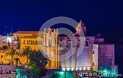 Night view of the convent of saint augustin in Matera, Italy....IMAGE Stock Photo