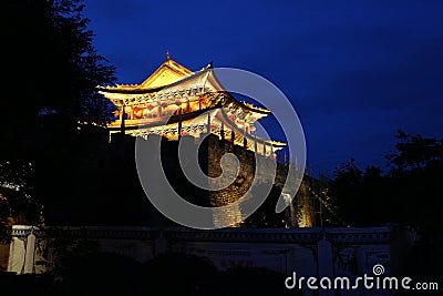 The night view of Dali Ancient City is also very beautiful Editorial Stock Photo