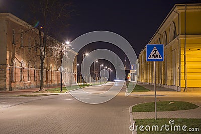 Night view in Daugavpils city effort near old Mark Rotko art center building Stock Photo