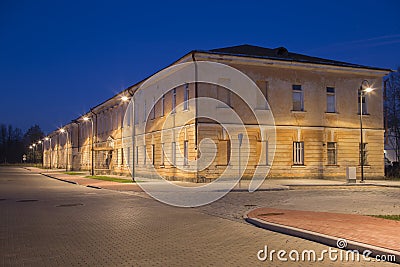 Night view in Daugavpils city effort near old military building Stock Photo