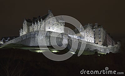 Night view of the Edinburgh Castle, Scotland Stock Photo