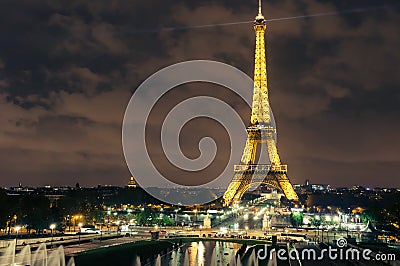 Night View from Eiffel Tower, Paris. France Editorial Stock Photo