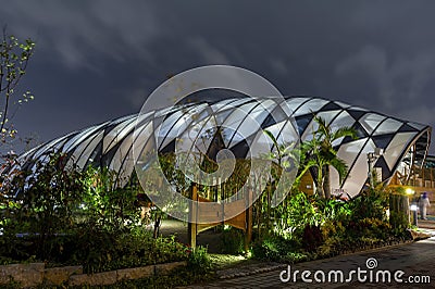 Night view of the Expo Hall in Taipei International Flora Exposition Editorial Stock Photo