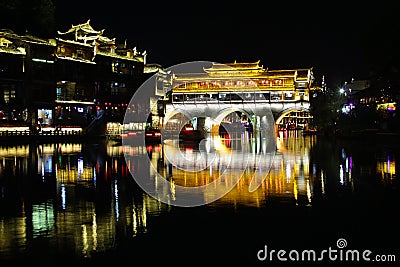 Night view Fenghuang, Hunan province, China Editorial Stock Photo