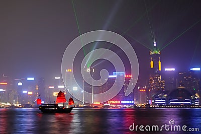 Lights at Victoria Harbor Editorial Stock Photo