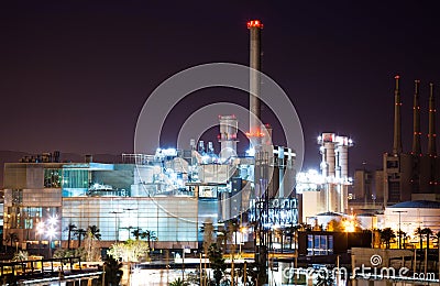 Night view of industry power plant Stock Photo