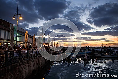 Night view of the Jaffa port Editorial Stock Photo