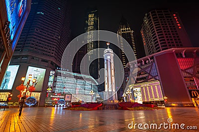 Night view of Jiefangbei CBD , Chongqing, China Editorial Stock Photo