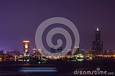 Night view of Kaohsiung harbor Stock Photo