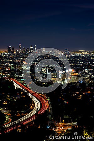 Night view of Los Angeles from Hollywood Hills Editorial Stock Photo