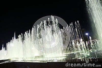 night view of Magic Fountain in Dushanbe Tajikistan Editorial Stock Photo
