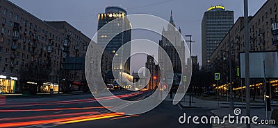 Night view of the Ministry of foreign Affairs of Russia Editorial Stock Photo