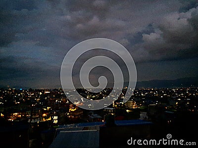 Night view of moonless pokhara, Nepal Stock Photo