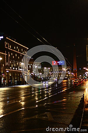 night view of Nevsky avenue Editorial Stock Photo