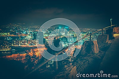 Night view of the Norwegian capital city of Oslo Stock Photo