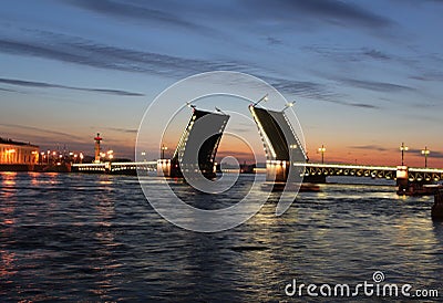Night view of Palace Bridge. St Petersburg Stock Photo