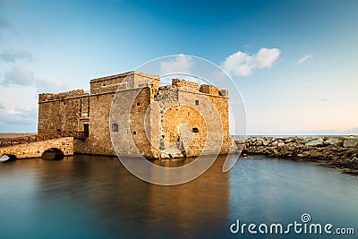 Night view of the Paphos Castle Stock Photo