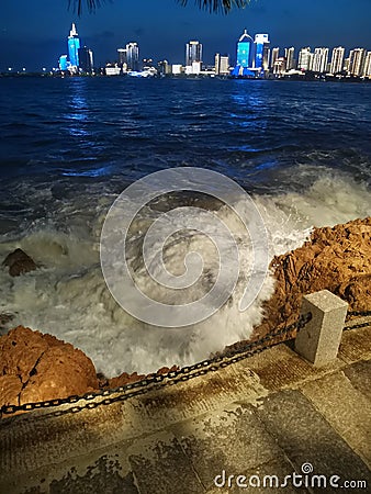 Night view of Qingdao Naval Museum Second Editorial Stock Photo