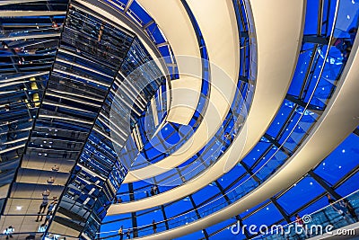 Night view of Reichstag Dome, Parliament building in Berlin, Germany, Europe Editorial Stock Photo