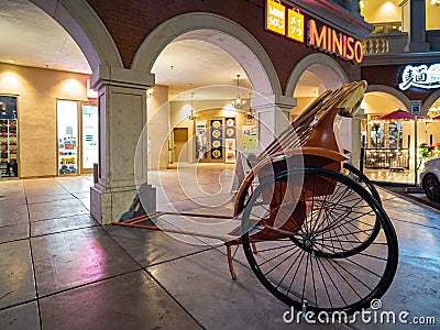 Night view of a Rickshaw in a plaza Editorial Stock Photo