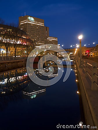 Night view Rideau Canal Ottawa Ontario Canada Stock Photo