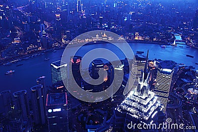Night view in shanghai bund Editorial Stock Photo
