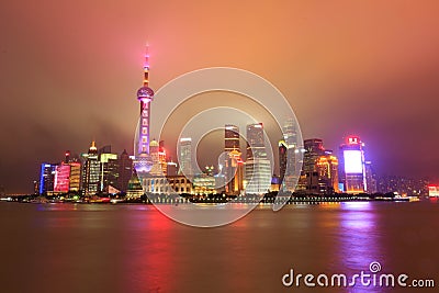 Night view of Shanghai bund Editorial Stock Photo