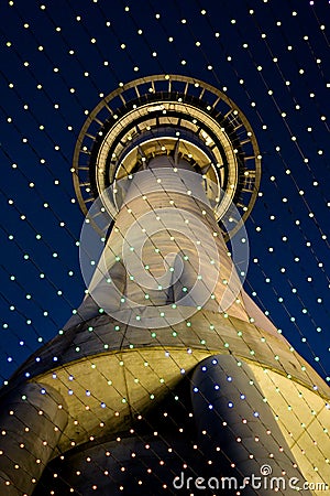 Night view on Sky Tower Editorial Stock Photo