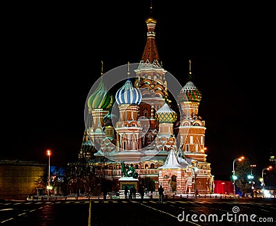 Night view of St. Basil Cathedral at Moscow Stock Photo