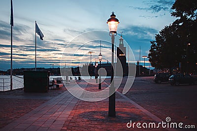Night view Stockholm, the capital of Sweden Stock Photo