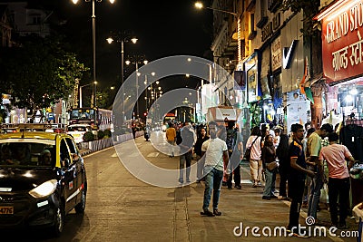 Night View of Streets of Colaba, Mumbai, Maharashtra, India Editorial Stock Photo