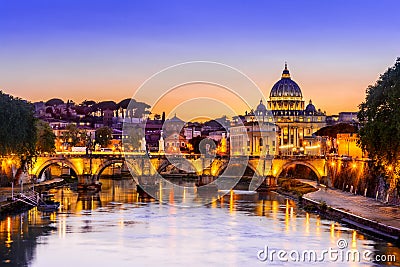 Night view of Vatican, Rome, Italy Stock Photo