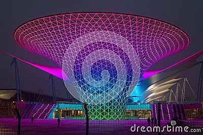 Night view of the venues at the Shanghai World Expo Editorial Stock Photo