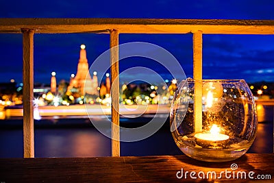 Night view with Wat Arun, Bangkok Stock Photo