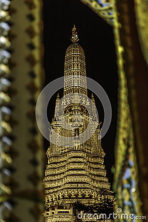 Night view of Wat Arun Temple in Bangkok, Asia, Thailand Stock Photo