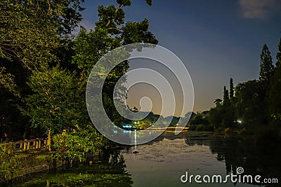 Night view of the well park Stock Photo