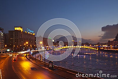 Night views of winter Moscow Editorial Stock Photo