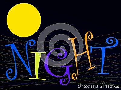 Night word and moon Stock Photo