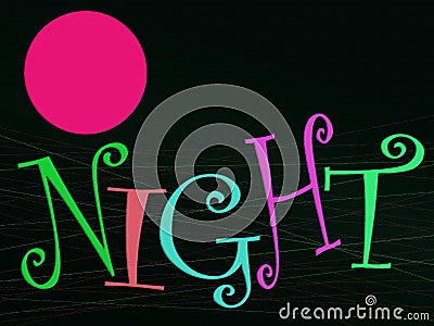 Night word and moon Stock Photo