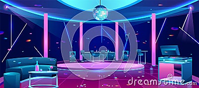 Nightclub dance floor cartoon vector interior Vector Illustration