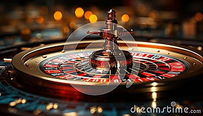 Nightclub spinning roulette wheel brings luck and wealth generated by AI Stock Photo