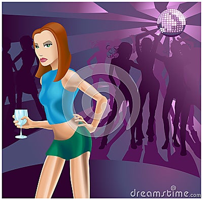Nightclub woman Vector Illustration